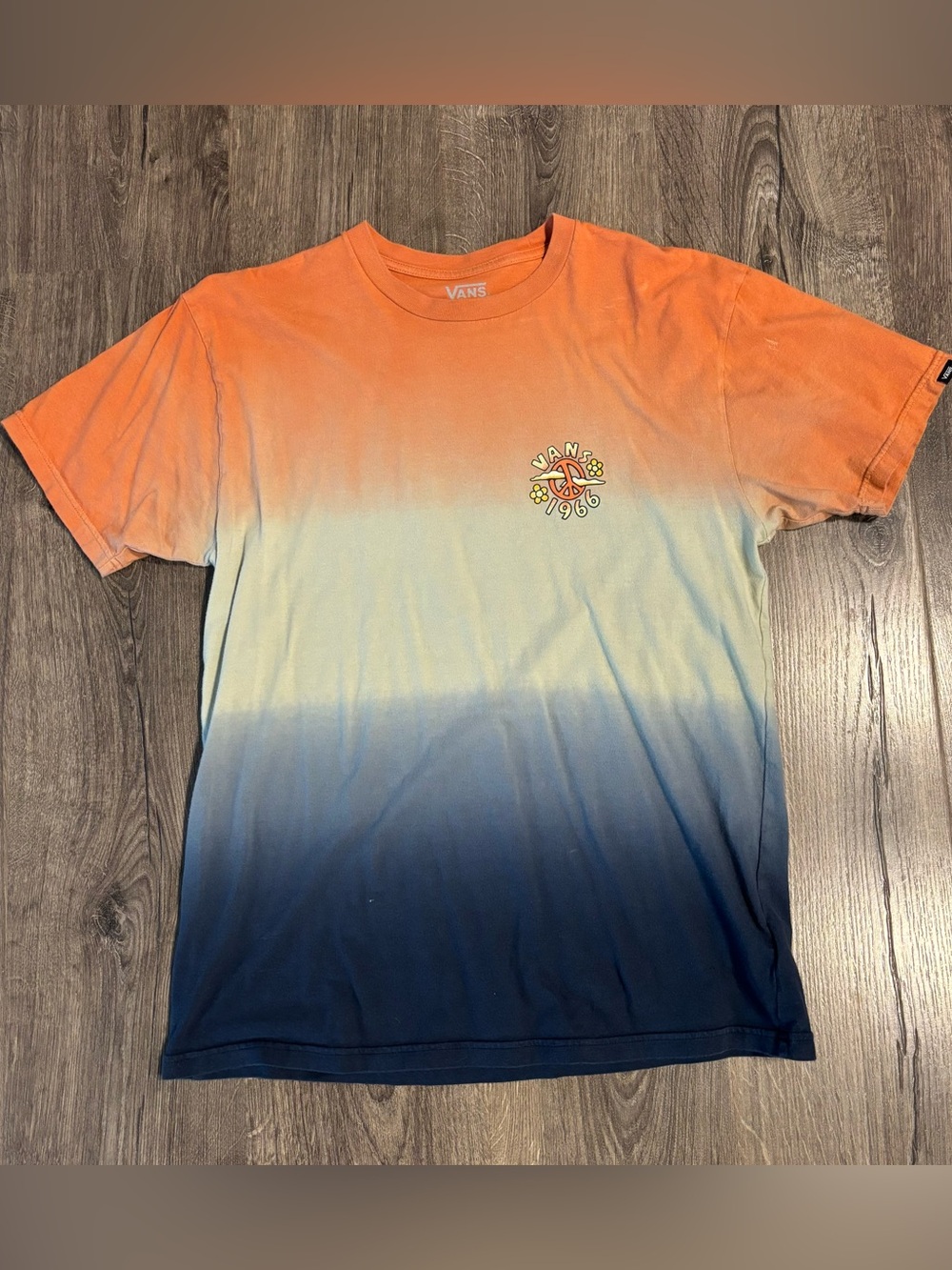 Vans Mens Dip Dye "Peace Of Mind" Short Sleeve Classic Fit T-Shirt Size Medium